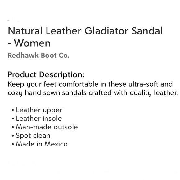 Redhawk Boot Co. Natural Genuine Leather Gladiator Sandals (146) Women’s 10 NEW - Picture 7 of 7